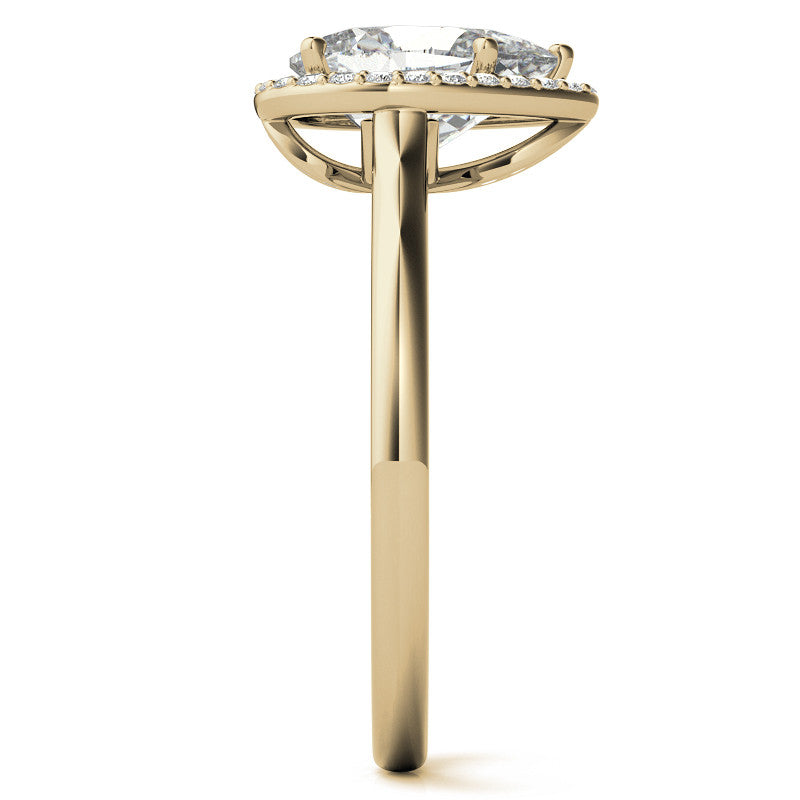Pear Moissanite Petal Accent Halo Engagement Ring