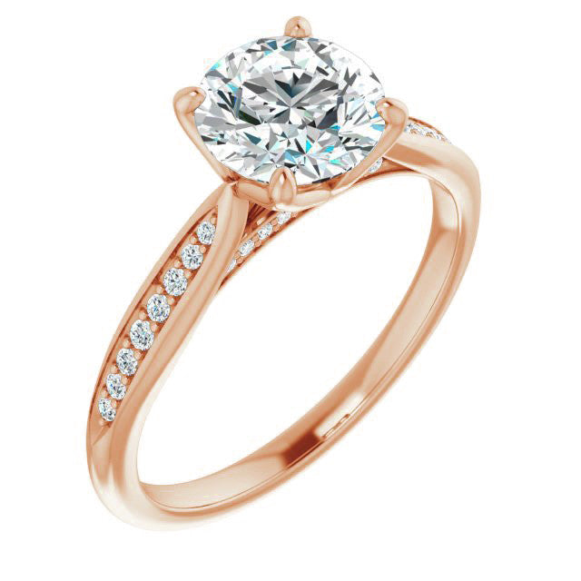 Round Tulip Cathedral Moissanite Engagement Ring