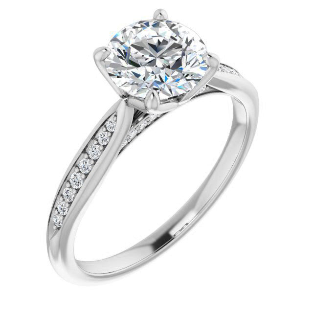 Round Tulip Cathedral Moissanite Engagement Ring