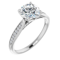 Round Tulip Cathedral Moissanite Engagement Ring