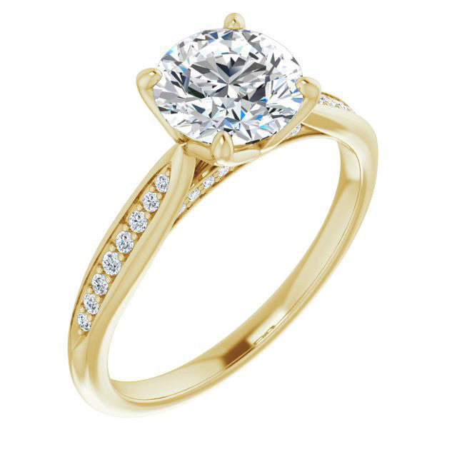 Round Tulip Cathedral Moissanite Engagement Ring