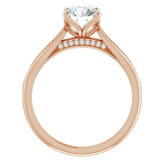 Round Tulip Cathedral Moissanite Engagement Ring