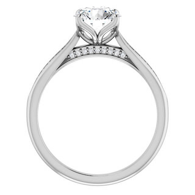 Round Tulip Cathedral Moissanite Engagement Ring