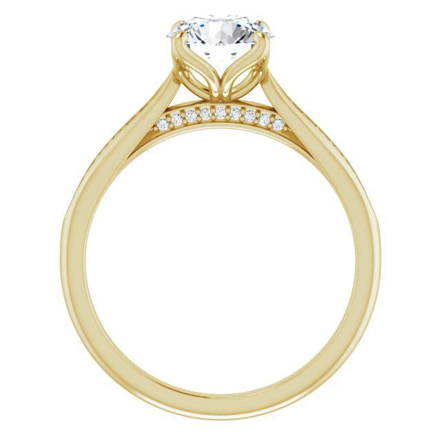 Round Tulip Cathedral Moissanite Engagement Ring