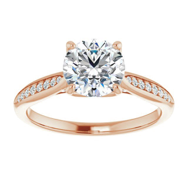Round Tulip Cathedral Moissanite Engagement Ring