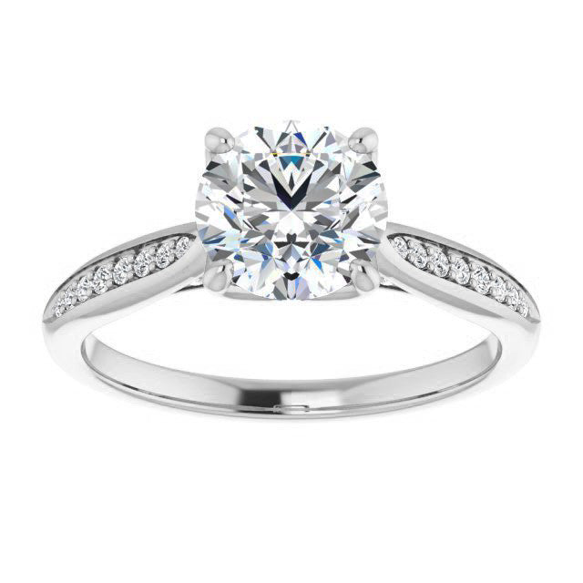 Round Tulip Cathedral Moissanite Engagement Ring