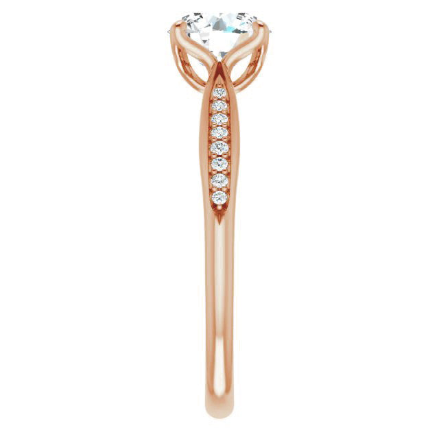 Round Tulip Cathedral Moissanite Engagement Ring
