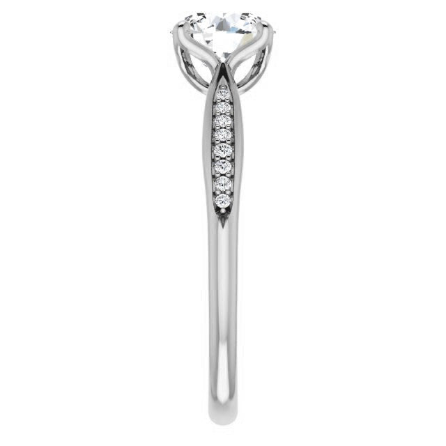 Round Tulip Cathedral Moissanite Engagement Ring
