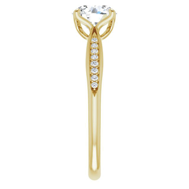 Round Tulip Cathedral Moissanite Engagement Ring