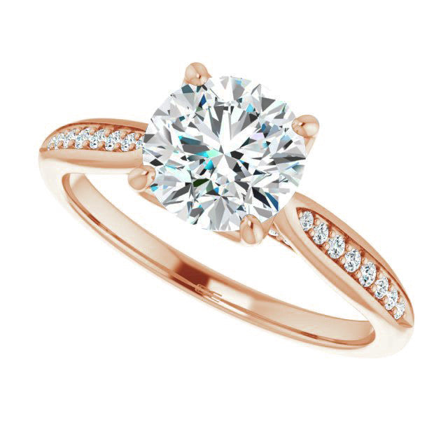 Round Tulip Cathedral Moissanite Engagement Ring