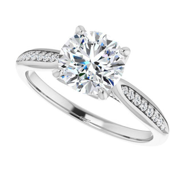 Round Tulip Cathedral Moissanite Engagement Ring