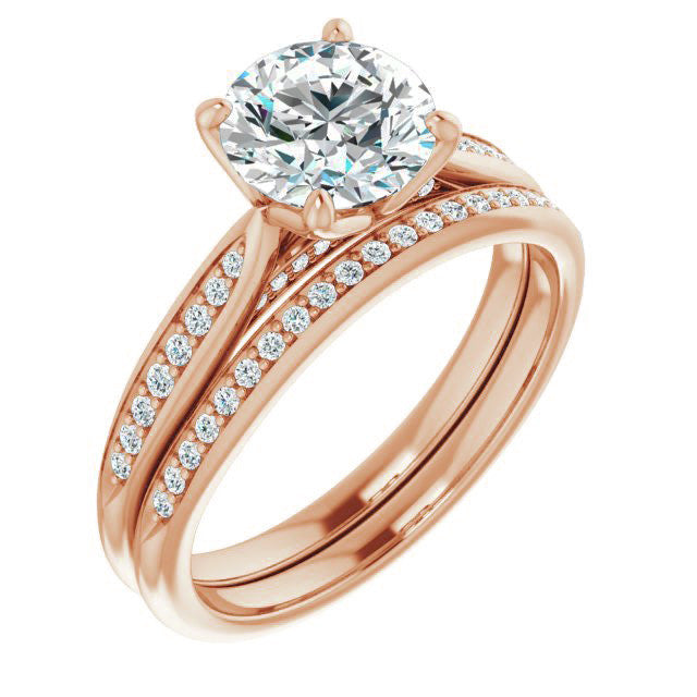 Round Tulip Cathedral Moissanite Engagement Ring