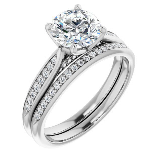 Round Tulip Cathedral Moissanite Engagement Ring