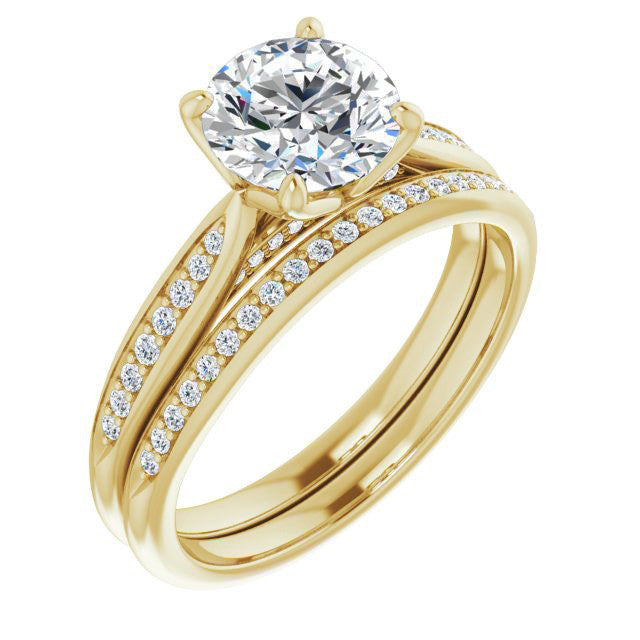 Round Tulip Cathedral Moissanite Engagement Ring