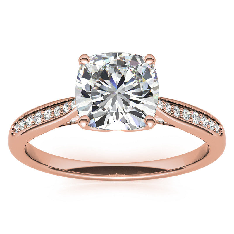 Cushion Moissanite Tulip Cathedral Engagement Ring