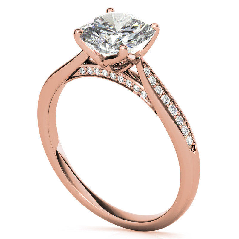 Cushion Moissanite Tulip Cathedral Engagement Ring