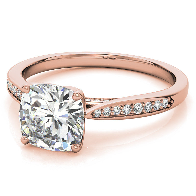 Cushion Moissanite Tulip Cathedral Engagement Ring