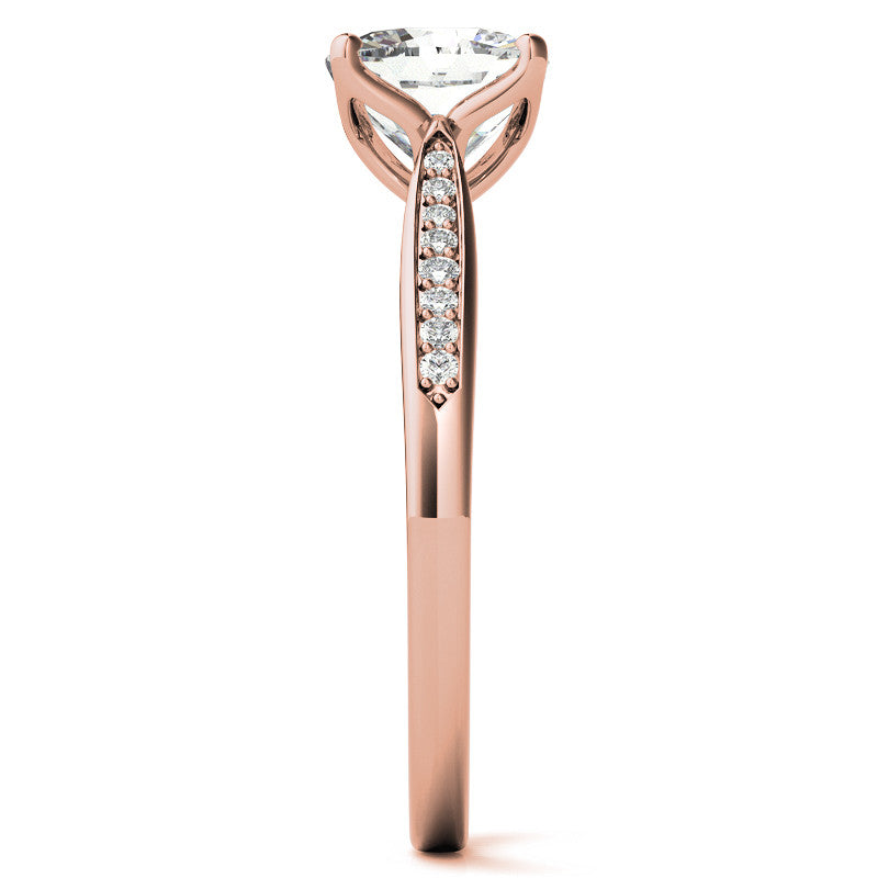 Cushion Moissanite Tulip Cathedral Engagement Ring