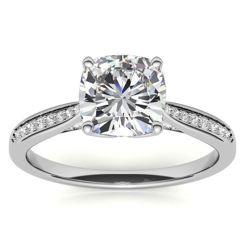 Cushion Moissanite Tulip Cathedral Engagement Ring