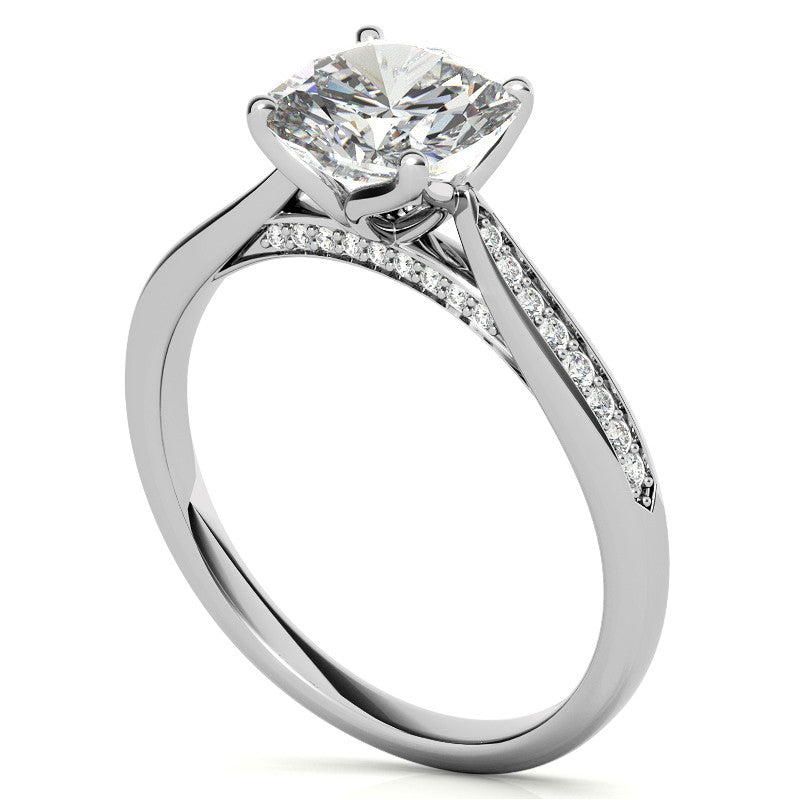 Cushion Moissanite Tulip Cathedral Engagement Ring