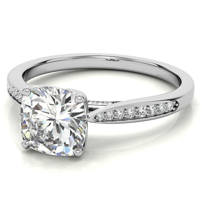 Cushion Moissanite Tulip Cathedral Engagement Ring