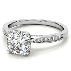 Cushion Moissanite Tulip Cathedral Engagement Ring