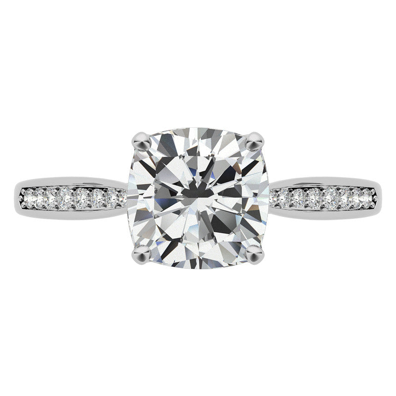 Cushion Moissanite Tulip Cathedral Engagement Ring