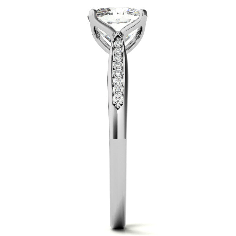 Cushion Moissanite Tulip Cathedral Engagement Ring