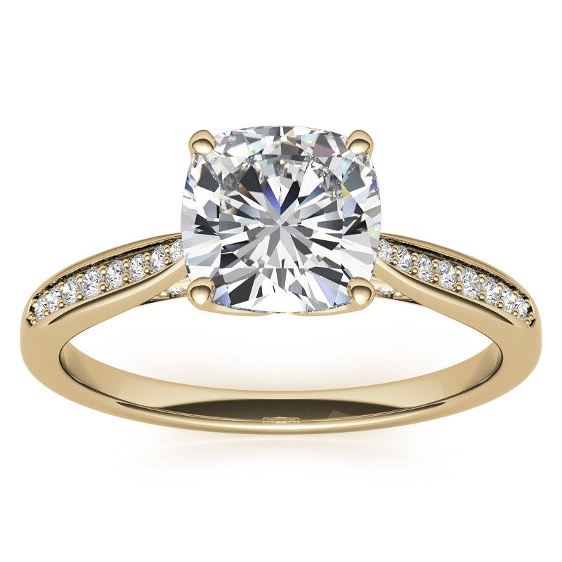 Cushion Moissanite Tulip Cathedral Engagement Ring