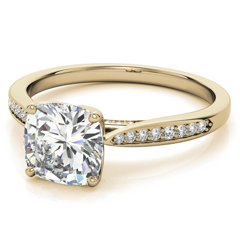 Cushion Moissanite Tulip Cathedral Engagement Ring