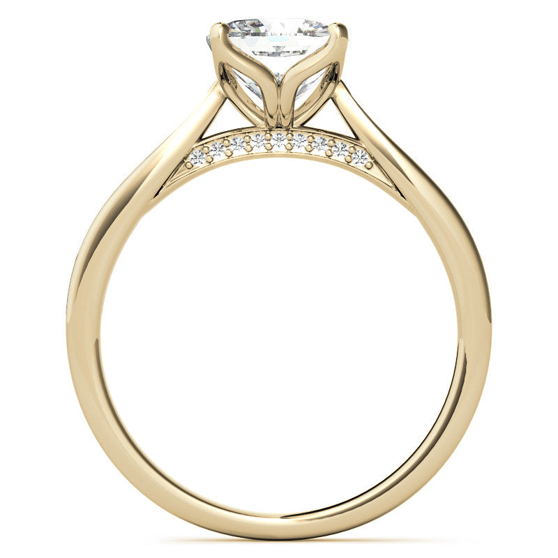 Cushion Moissanite Tulip Cathedral Engagement Ring