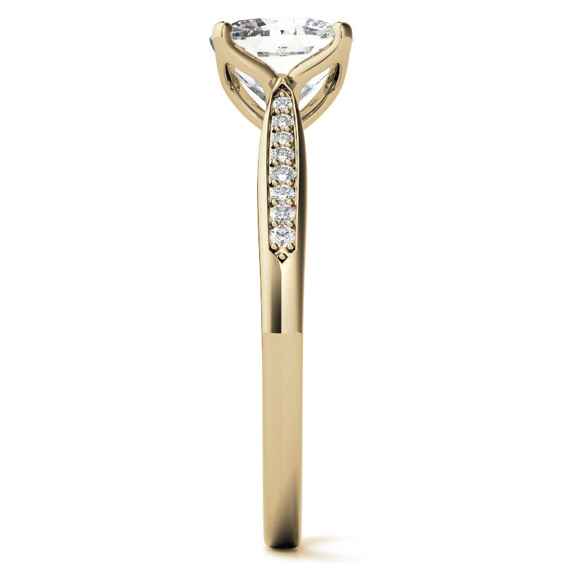 Cushion Moissanite Tulip Cathedral Engagement Ring