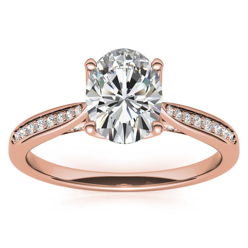 Oval Moissanite Tulip Cathedral Engagement Ring
