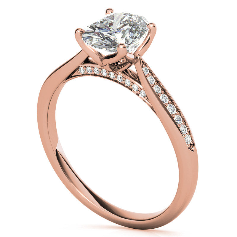 Oval Moissanite Tulip Cathedral Engagement Ring