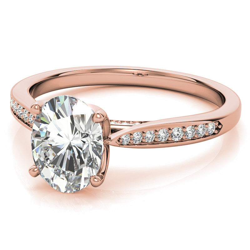 Oval Moissanite Tulip Cathedral Engagement Ring
