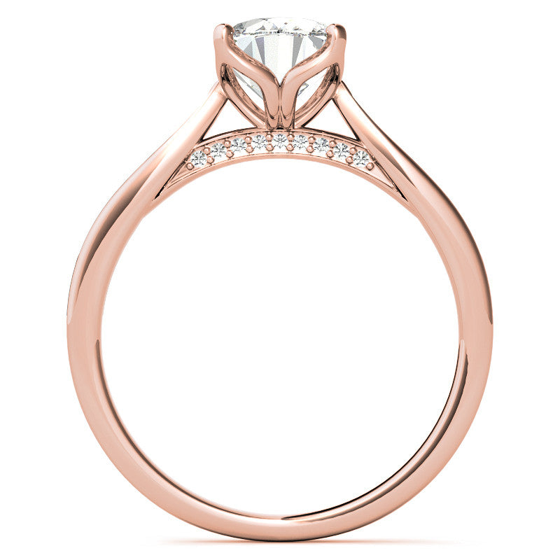 Oval Moissanite Tulip Cathedral Engagement Ring