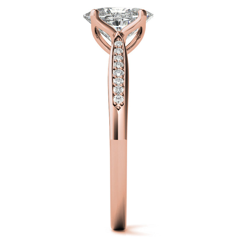 Oval Moissanite Tulip Cathedral Engagement Ring