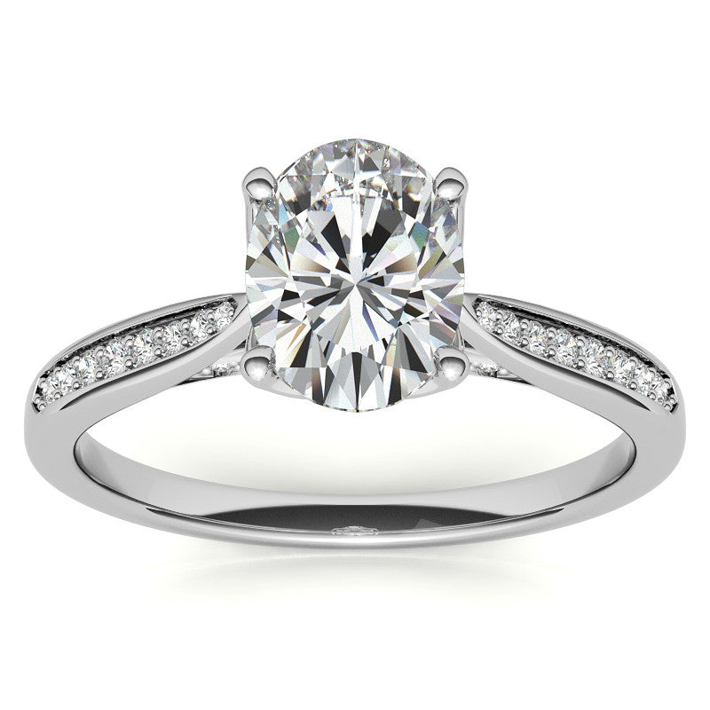 Oval Moissanite Tulip Cathedral Engagement Ring