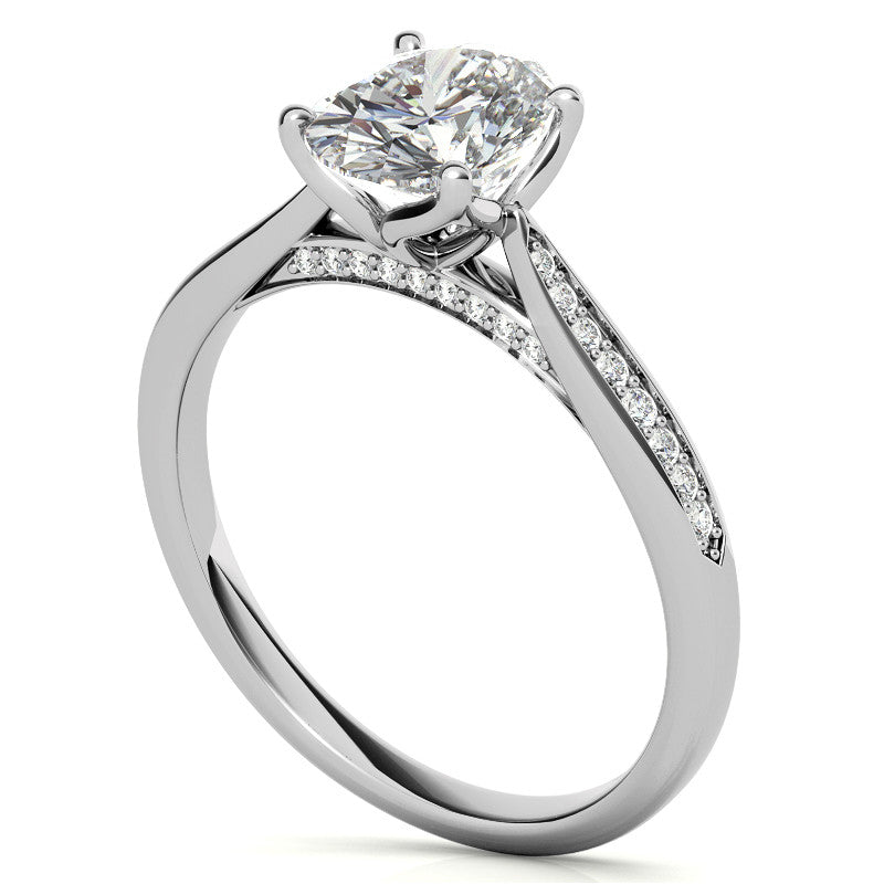 Oval Moissanite Tulip Cathedral Engagement Ring