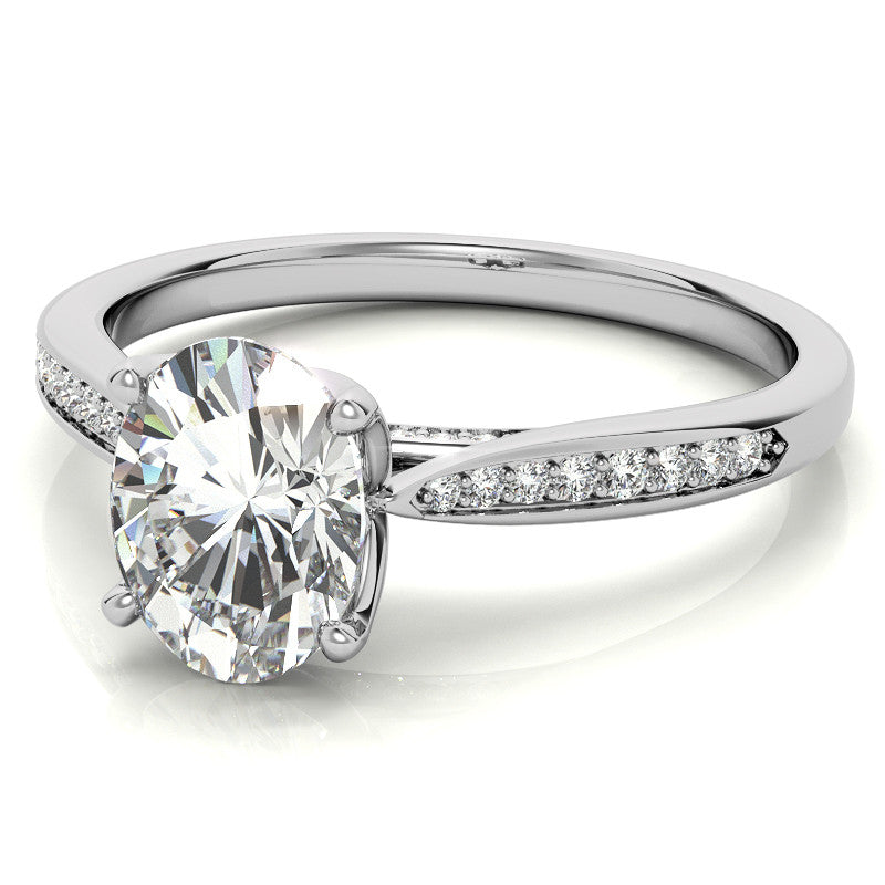 Oval Moissanite Tulip Cathedral Engagement Ring