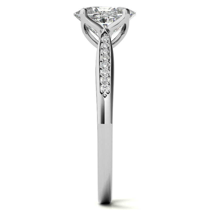 Oval Moissanite Tulip Cathedral Engagement Ring