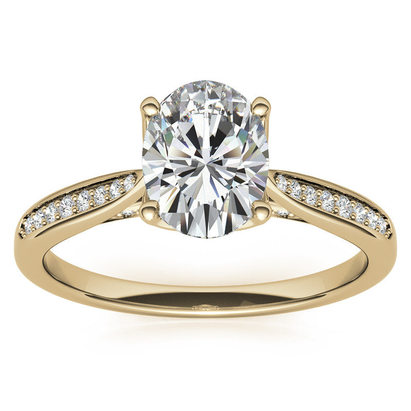Oval Moissanite Tulip Cathedral Engagement Ring