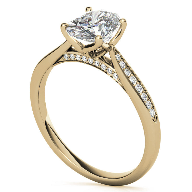 Oval Moissanite Tulip Cathedral Engagement Ring