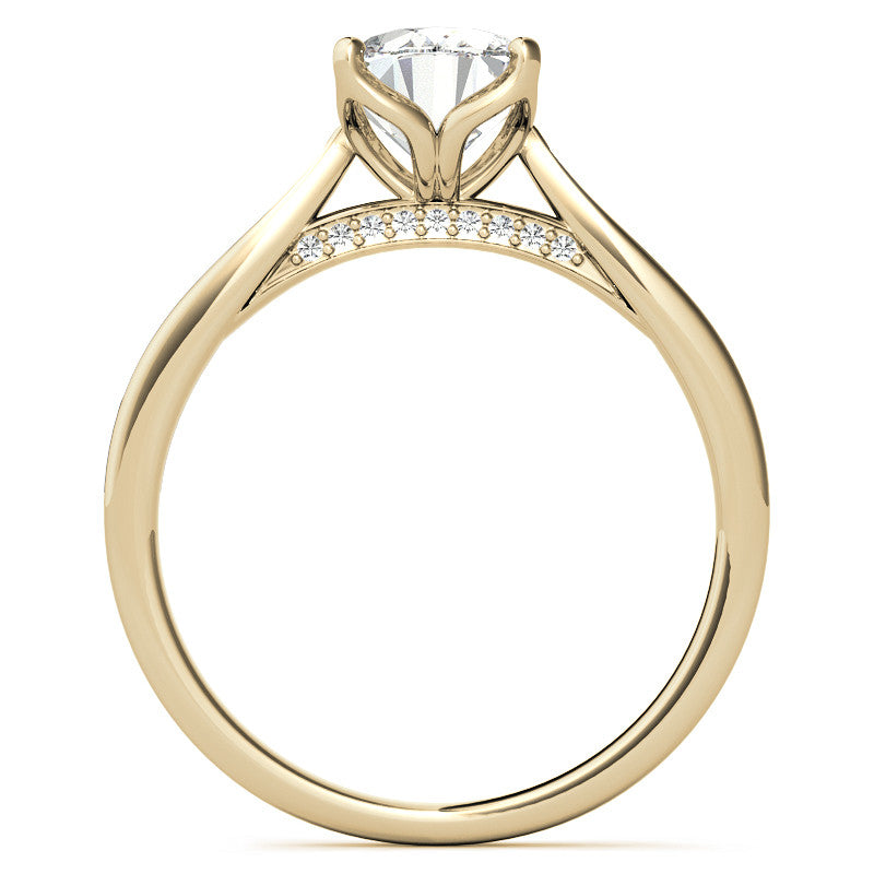 Oval Moissanite Tulip Cathedral Engagement Ring