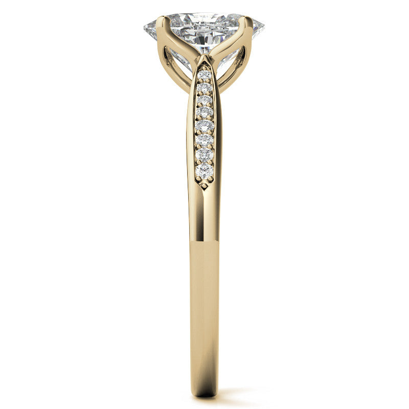 Oval Moissanite Tulip Cathedral Engagement Ring