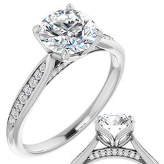 Round Tulip Cathedral Moissanite Engagement Ring