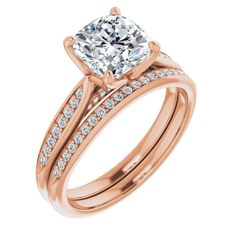Cushion Moissanite Tulip Cathedral Engagement Ring