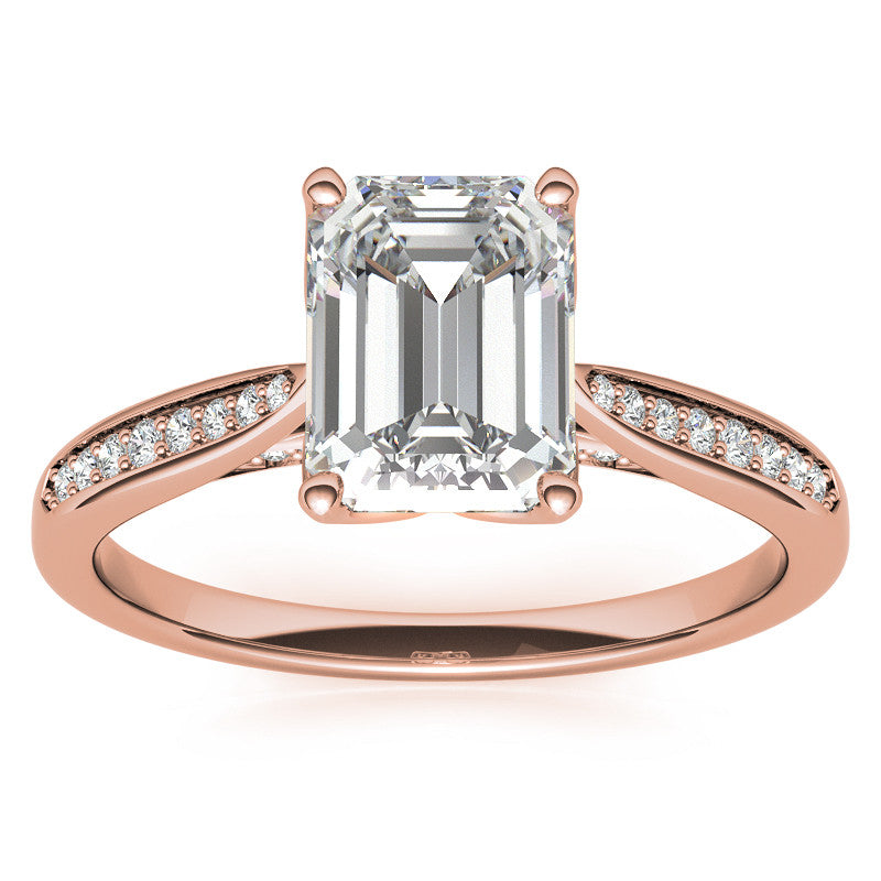 Emerald / Radiant cut Cathedral Engagement Ring