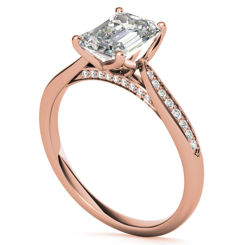 Emerald / Radiant cut Cathedral Engagement Ring