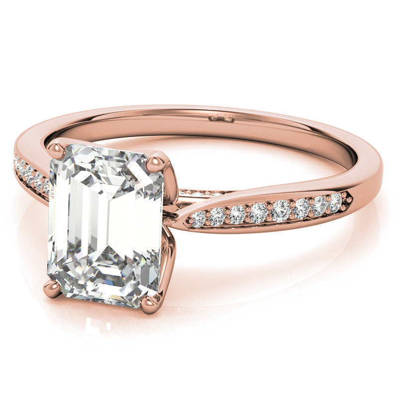 Emerald / Radiant cut Cathedral Engagement Ring